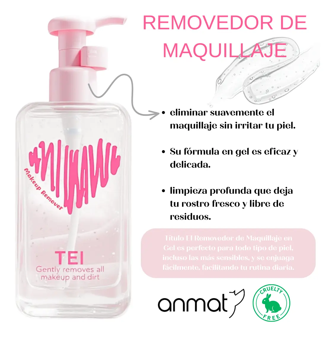 Desmaquillante en gel Tei 8313